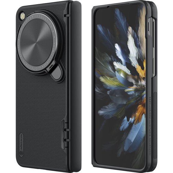 for OnePlus Open Case with Camera Cover, [Hinge Protection][Metal Kickstand] Slim Protective Shockproof Bumper Hard Cover Oppo Find N3 Fold Phone Black