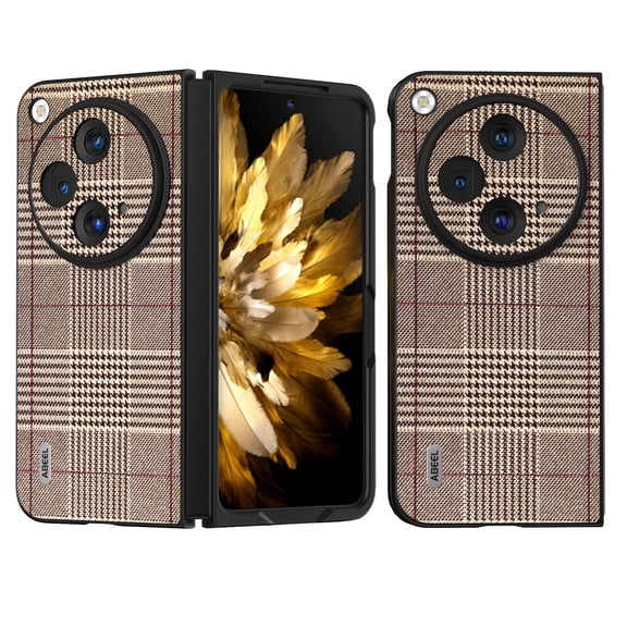 For OnePlus Open Leather Case,ELEHOLD Luxury Premium PU Leather All-Inclusive Lens Protection Ultra Thin Lightweight Anti-Slip Shockproof Protective Case for OnePlus Open,Plaid