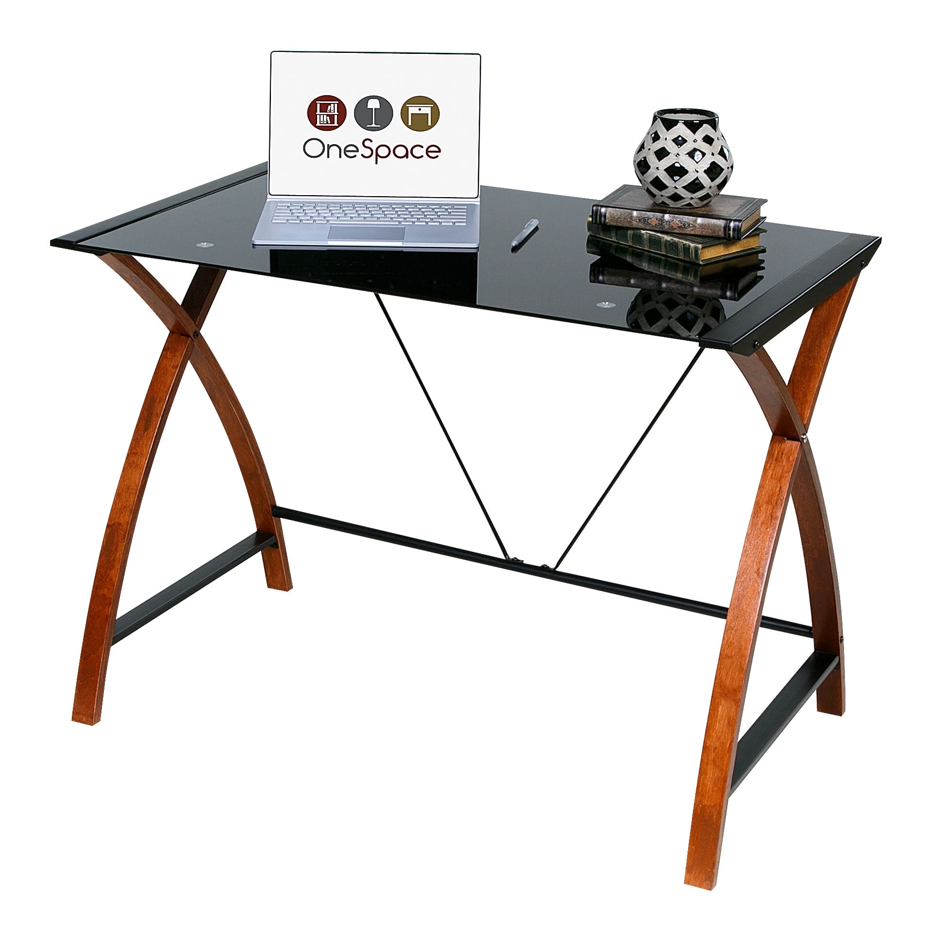 OneSpace 50JN15B05 Glass and Wood Computer Desk