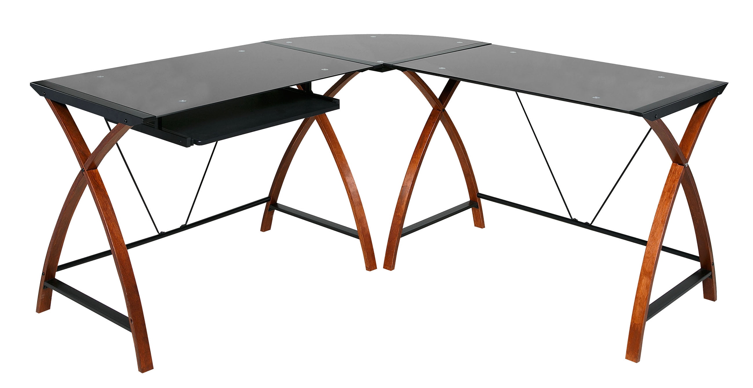 OneSpace 50JN15L05 Modern LShaped Glass and Wood Desk