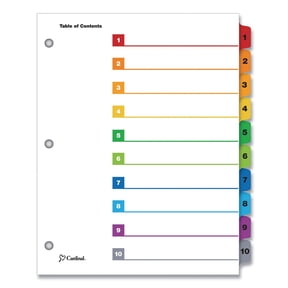 Cardinal Traditional OneStep Index System 10-Tab 1-10 Letter Multicolor 10/Set 61018