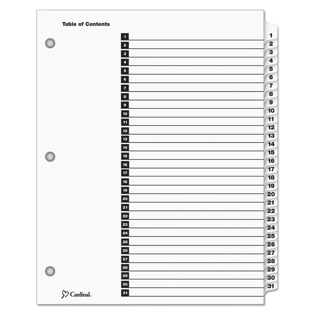 Cardinal, CRD60113CB, OneStep Daily Index System, 31 / Set - Walmart.com
