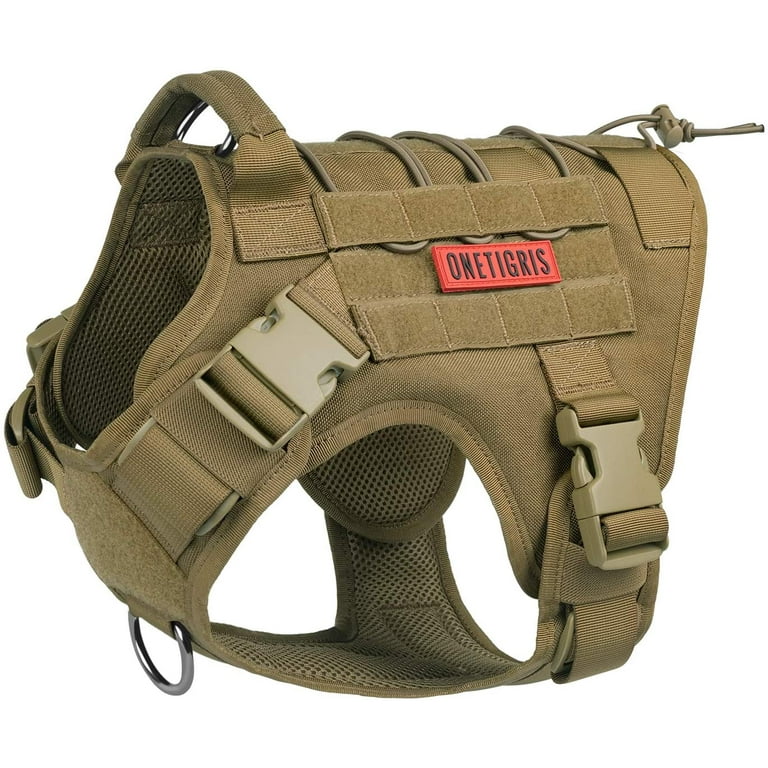 OneTigris Tactical Dog Harness - Fire Watcher Comfortable Patrol Vest  (Coyote Brown, Medium) Medium Brown 