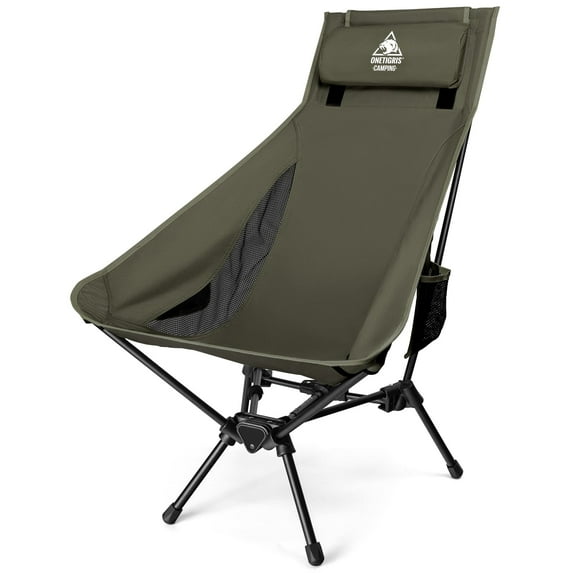 OneTigris Tigerblade High Back Camping Chair with Pillow Design, Comfortable Widened Seat Folding Chair