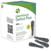 OneTouch Delica Plus Lancets for Diabetes Testing | Fine 30-Gauge Lancets for Blood Test | Diabetic Supplies for Blood Sugar Monitor | Diabetic Lancets for Lancing Device, 100 Count
