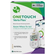 OneTouch Verio Flex Blood Glucose Meter | Glucose Monitor For Blood Sugar Test Kit | Includes Blood Glucose Monitor, Lancing Device, and 10 Sterile Lancets
