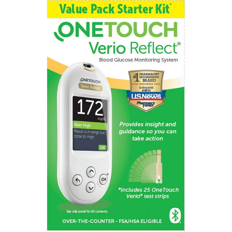 OneTouch Verio Reflect Glucose Meter Kit  Meter + 10 Lancets + 1 Lancing  Device + Carrying Case - Diabetic Outlet