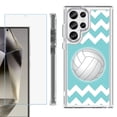 thumbnail image 1 of OneToughShield ® Case Compatible with Samsung Galaxy S24 Ultra, Shockproof Bumper Phone Case, with Tempered Glass Screen Protector - Chevron/Volleyball, 1 of 4