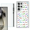 thumbnail image 1 of OneToughShield ® Case Compatible with Samsung Galaxy S24 Ultra, Shockproof Bumper Phone Case, with Tempered Glass Screen Protector - Colorful Dachshund/Puppy, 1 of 4