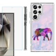 thumbnail image 1 of OneToughShield ® Case Compatible with Samsung Galaxy S24 Ultra, Shockproof Bumper Phone Case, with Tempered Glass Screen Protector - Elephant /Polygon, 1 of 4