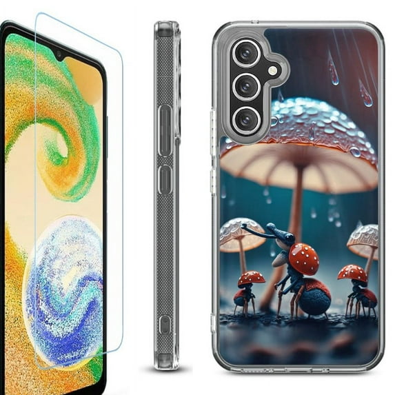 OneToughShield ® Case Compatible with Samsung Galaxy A25 5G, Shockproof Bumper Phone Case, with Tempered Glass Screen Protector - Ant n Mushroom
