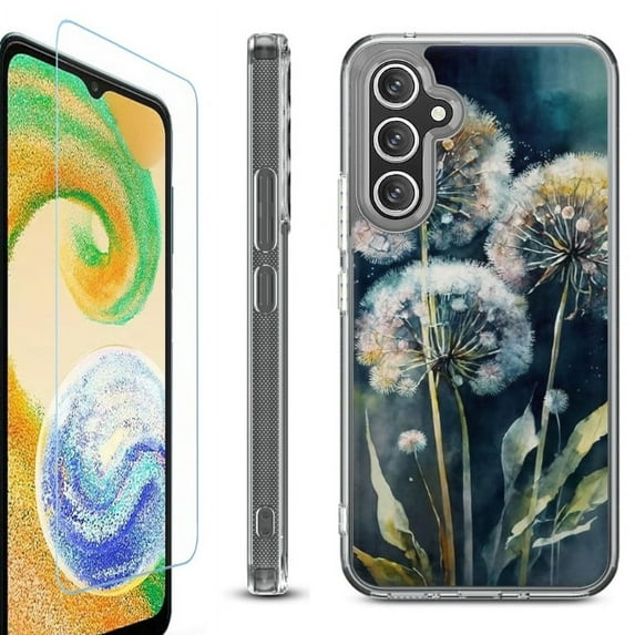 OneToughShield ® Case Compatible with Samsung Galaxy A25 5G, Shockproof Bumper Phone Case, with Tempered Glass Screen Protector - Dandelion Color