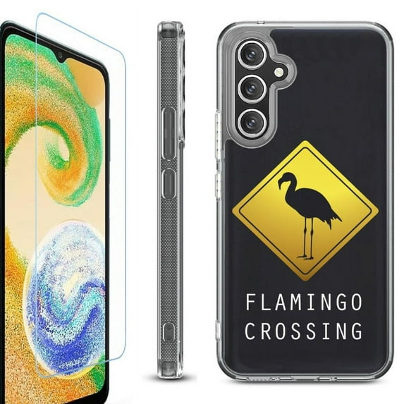 OneToughShield ® Case Compatible with Samsung Galaxy A25 5G, Shockproof Bumper Phone Case, with Tempered Glass Screen Protector - Flamingo