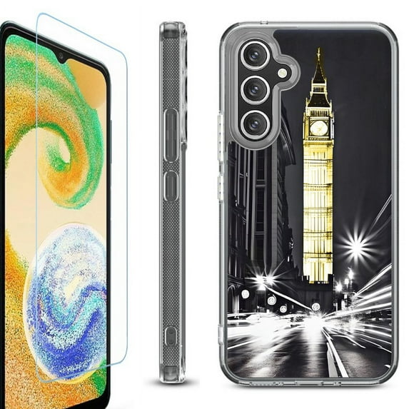 OneToughShield ® Case Compatible with Samsung Galaxy A25 5G, Shockproof Bumper Phone Case, with Tempered Glass Screen Protector - London Night