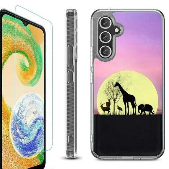 OneToughShield ® Case Compatible with Samsung Galaxy A25 5G, Shockproof Bumper Phone Case, with Tempered Glass Screen Protector - Moonlight Safari