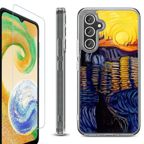 OneToughShield ® Case Compatible with Samsung Galaxy A25 5G, Shockproof Bumper Phone Case, with Tempered Glass Screen Protector - Sunset River