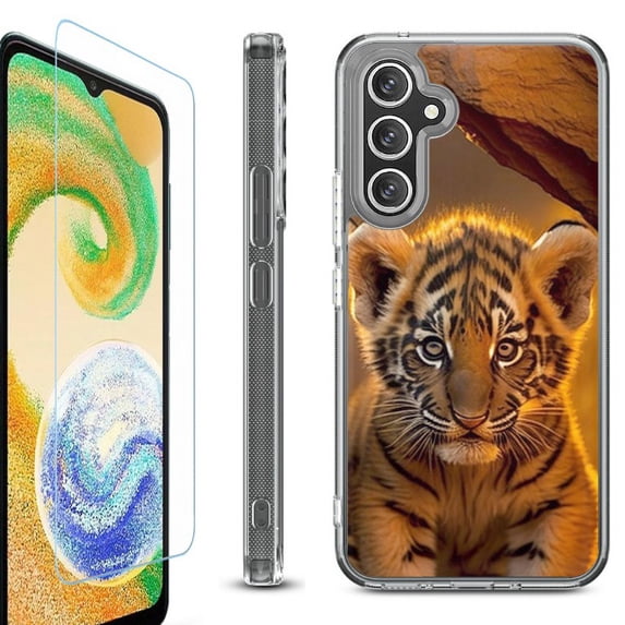 OneToughShield ® Case Compatible with Samsung Galaxy A25 5G, Shockproof Bumper Phone Case, with Tempered Glass Screen Protector - Tiger Cub