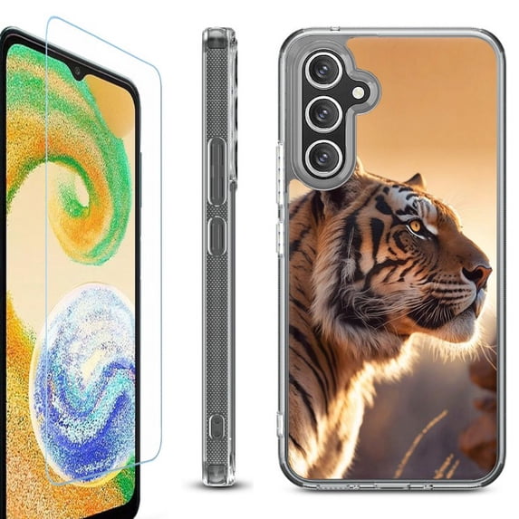 OneToughShield ® Case Compatible with Samsung Galaxy A25 5G, Shockproof Bumper Phone Case, with Tempered Glass Screen Protector - Tiger