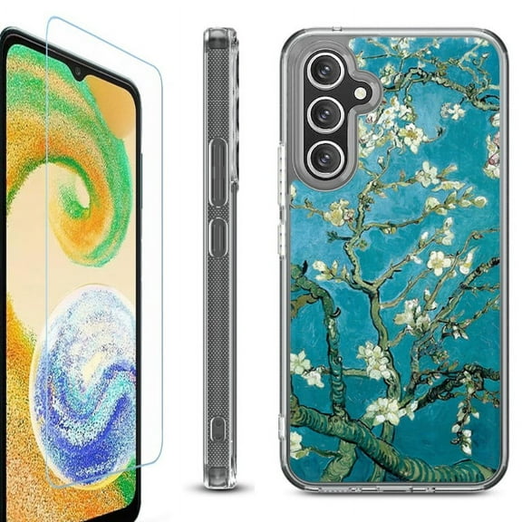OneToughShield ® Case Compatible with Samsung Galaxy S24, Shockproof Bumper Phone Case, with Tempered Glass Screen Protector - Almond Blossom