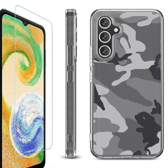 OneToughShield ® Case Compatible with Samsung Galaxy S24, Shockproof Bumper Phone Case, with Tempered Glass Screen Protector - Camo B/W