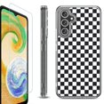 thumbnail image 1 of OneToughShield ® Case Compatible with Samsung Galaxy S24, Shockproof Bumper Phone Case, with Tempered Glass Screen Protector - Checker B/W, 1 of 4