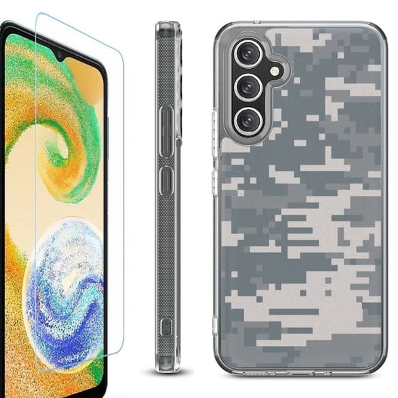 OneToughShield ® Case Compatible with Samsung Galaxy S24, Shockproof Bumper Phone Case, with Tempered Glass Screen Protector - Digital Camo