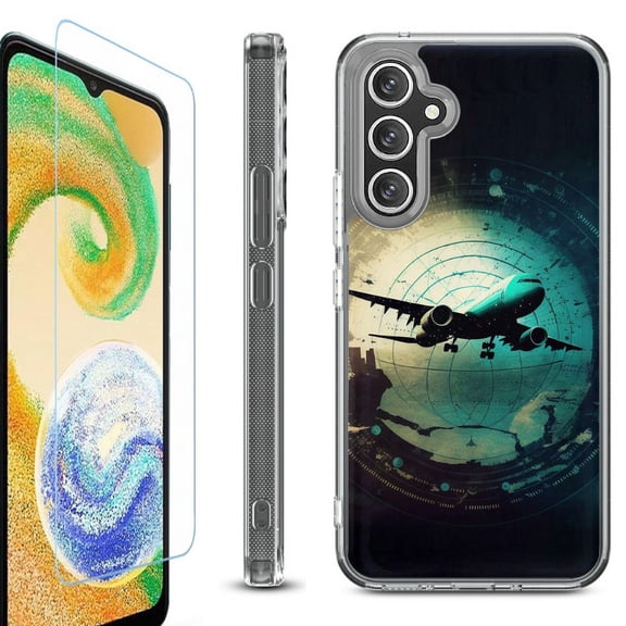 OneToughShield ® Case Compatible with Samsung Galaxy S24, Shockproof Bumper Phone Case, with Tempered Glass Screen Protector - Flight Tracker