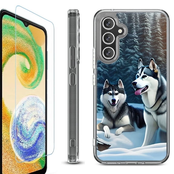 OneToughShield ® Case Compatible with Samsung Galaxy S24, Shockproof Bumper Phone Case, with Tempered Glass Screen Protector - Husky Snow