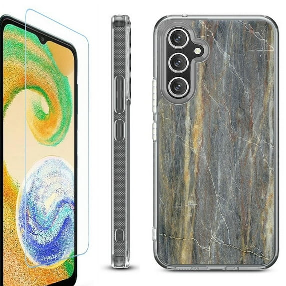 OneToughShield ® Case Compatible with Samsung Galaxy S24, Shockproof Bumper Phone Case, with Tempered Glass Screen Protector - Marble/Camo