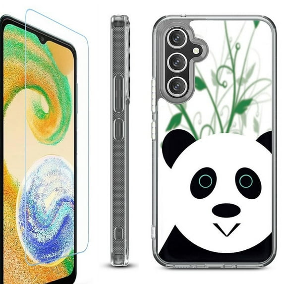 OneToughShield ® Case Compatible with Samsung Galaxy S24, Shockproof Bumper Phone Case, with Tempered Glass Screen Protector - Panda