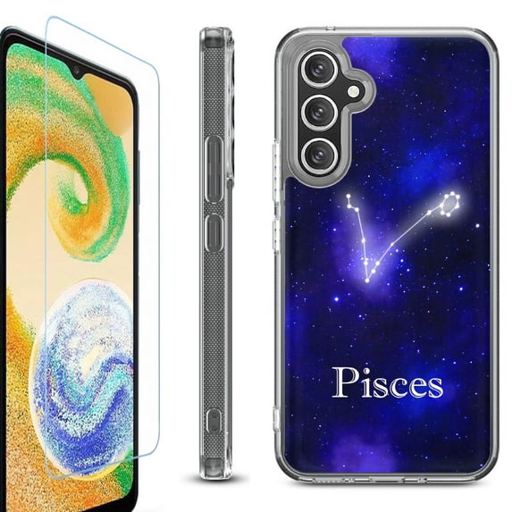 OneToughShield ® Case Compatible with Samsung Galaxy S24, Shockproof Bumper Phone Case, with Tempered Glass Screen Protector - Pisces