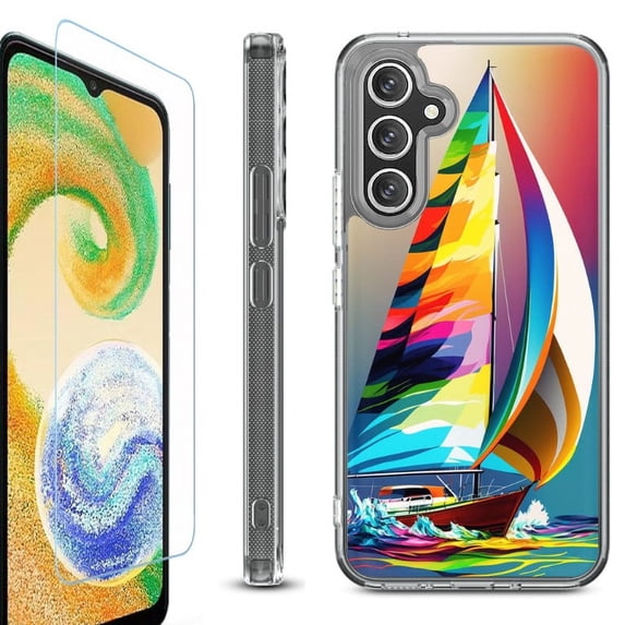 OneToughShield ® Case Compatible with Samsung Galaxy S24, Shockproof Bumper Phone Case, with Tempered Glass Screen Protector - Sailing