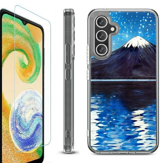 OneToughShield ® Case Compatible with Samsung Galaxy S24, Shockproof Bumper Phone Case, with Tempered Glass Screen Protector - Starry Night Fuji