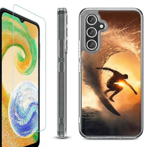 OneToughShield ® Case Compatible with Samsung Galaxy S24, Shockproof Bumper Phone Case, with Tempered Glass Screen Protector - Surfing
