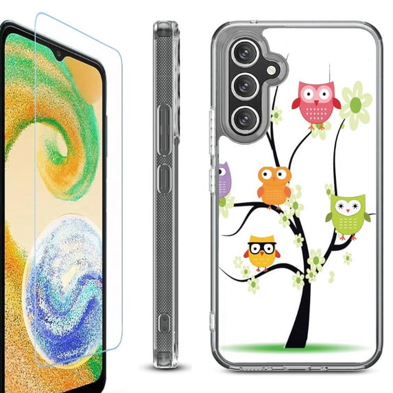 OneToughShield ® Case Compatible with Samsung Galaxy S24, Shockproof Bumper Phone Case, with Tempered Glass Screen Protector - Tree Owl