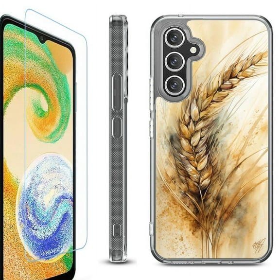 OneToughShield ® Case Compatible with Samsung Galaxy S24, Shockproof Bumper Phone Case, with Tempered Glass Screen Protector - Wheat Painting