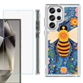 thumbnail image 1 of OneToughShield ® Case Compatible with Samsung Galaxy S24 Ultra, Shockproof Bumper Phone Case, with Tempered Glass Screen Protector - Bee Flower, 1 of 4