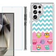 thumbnail image 1 of OneToughShield ® Case Compatible with Samsung Galaxy S24 Ultra, Shockproof Bumper Phone Case, with Tempered Glass Screen Protector - Chevron/Teal/Owl, 1 of 4