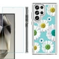 thumbnail image 1 of OneToughShield ® Case Compatible with Samsung Galaxy S24 Ultra, Shockproof Bumper Phone Case, with Tempered Glass Screen Protector - Daisy/Teal, 1 of 4