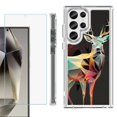 thumbnail image 1 of OneToughShield ® Case Compatible with Samsung Galaxy S24 Ultra, Shockproof Bumper Phone Case, with Tempered Glass Screen Protector - Geometric Deer, 1 of 4
