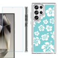 thumbnail image 1 of OneToughShield ® Case Compatible with Samsung Galaxy S24 Ultra, Shockproof Bumper Phone Case, with Tempered Glass Screen Protector - Hibiscus Teal, 1 of 4