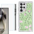 thumbnail image 1 of OneToughShield ® Case Compatible with Samsung Galaxy S24 Ultra, Shockproof Bumper Phone Case, with Tempered Glass Screen Protector - Leaf Pink Green, 1 of 4