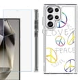 thumbnail image 1 of OneToughShield ® Case Compatible with Samsung Galaxy S24 Ultra, Shockproof Bumper Phone Case, with Tempered Glass Screen Protector - Love/Peace, 1 of 4