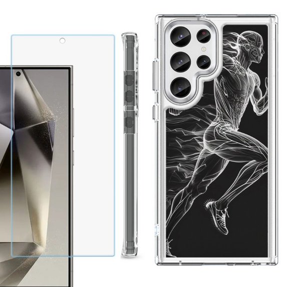 OneToughShield ® Case Compatible with Samsung Galaxy S24 Ultra, Shockproof Bumper Phone Case, with Tempered Glass Screen Protector - Runner