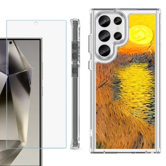 OneToughShield ® Case Compatible with Samsung Galaxy S24 Ultra, Shockproof Bumper Phone Case, with Tempered Glass Screen Protector - Sunset