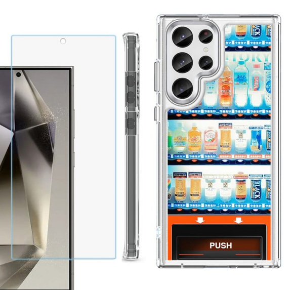 OneToughShield ® Case Compatible with Samsung Galaxy S24 Ultra, Shockproof Bumper Phone Case, with Tempered Glass Screen Protector - Vending Machine