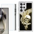 thumbnail image 1 of OneToughShield ® Case Compatible with Samsung Galaxy S24 Ultra, Shockproof Bumper Phone Case, with Tempered Glass Screen Protector - Wing Skull, 1 of 4