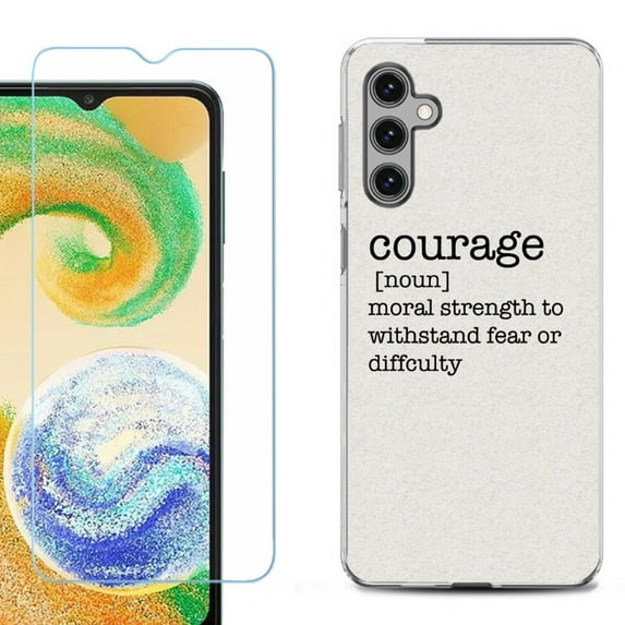 OneToughShield ® Compatible with Samsung Galaxy S24+ S24 Plus, Shockproof Fashion Phone Case, with Tempered Glass Screen Protector - Dictionary/Courage