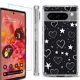 thumbnail image 1 of OneToughShield ® Compatible with Google Pixel 8 Pro, Shockproof Phone Case, with Tempered Glass Screen Protector - Hearts n Stars, 1 of 4