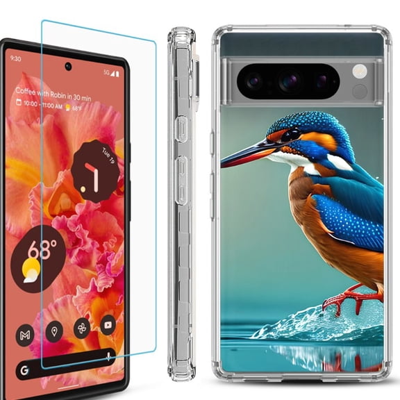 OneToughShield ® Compatible with Google Pixel 8 Pro, Shockproof Phone Case, with Tempered Glass Screen Protector - Kingfisher